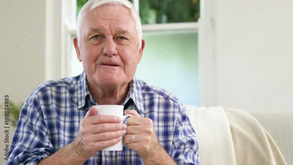 Old man enjoying coffee at home Old man enjoying coffee at home