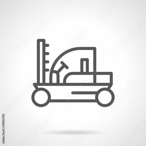 Fork lift loader black line vector icon