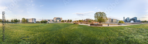 panorama of Spreebogen park in Berlin with government buildings © travelview