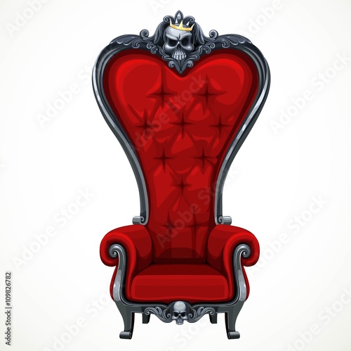 Armchair upholstered in red and high-backed baroque isolated on