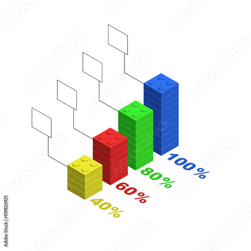 Infographic Template from plastic construction bricks.Vector col