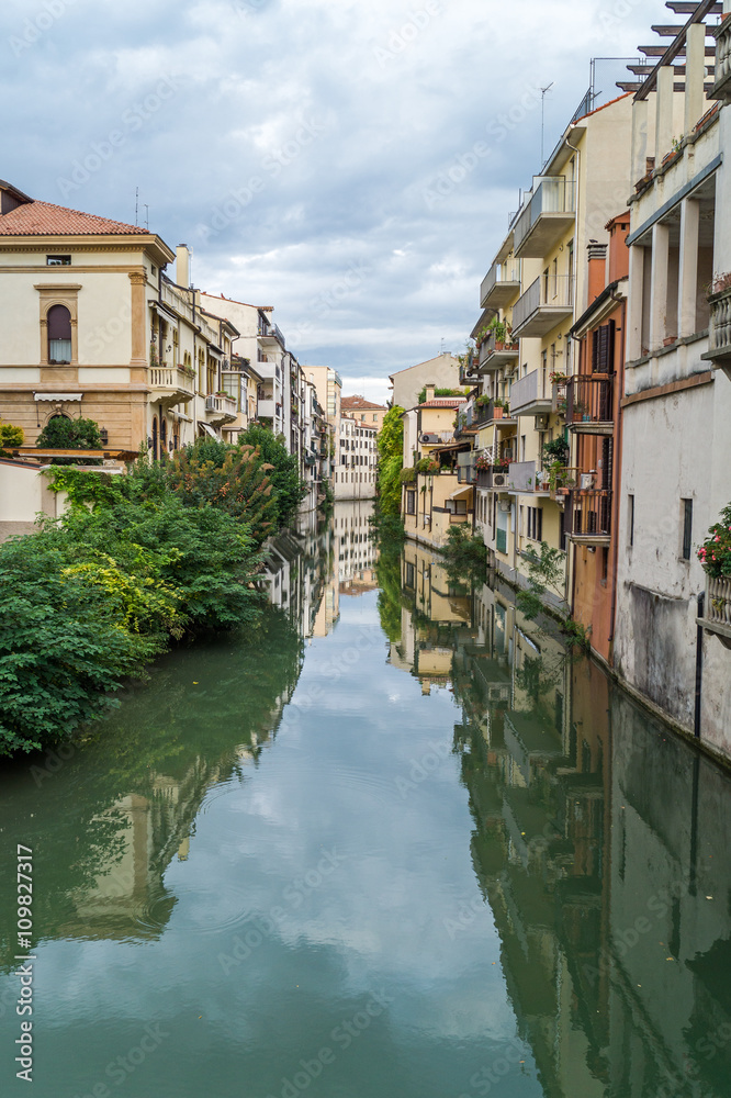 Padua architecture along the canal. Padova, Veneto,