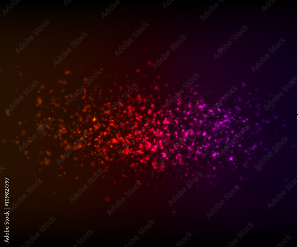 Colorful light glare. Cosmic glows, particles, sparkles, bokeh