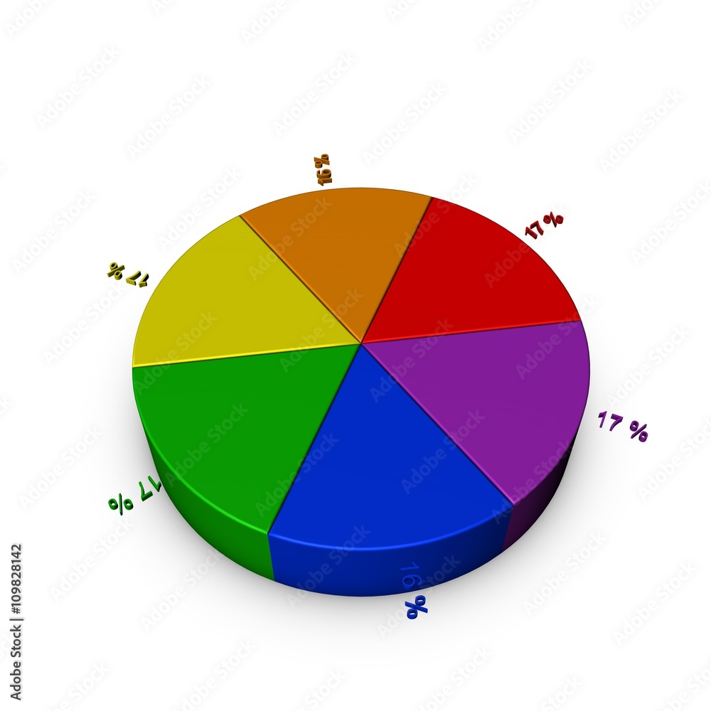 Fototapeta premium Pie chart template. Colorful 3D rendering illustration.