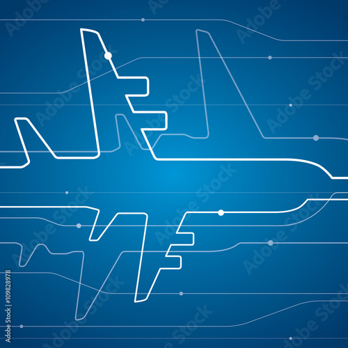 Abstract airplane white lines, vector design lines background, aviation wallpaper