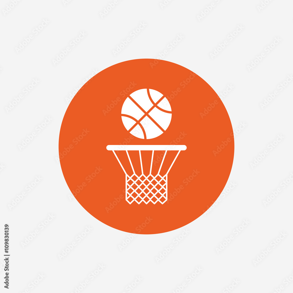 Basketball basket and ball icon. Sport symbol. Basketball basket and ball icon. Sport symbol.