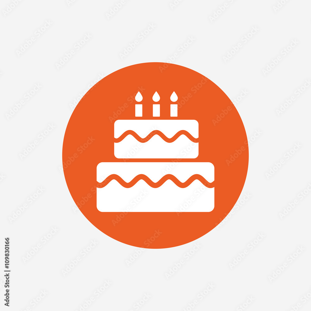 Birthday cake sign icon. Burning candles symbol Birthday cake sign icon. Burning candles symbol