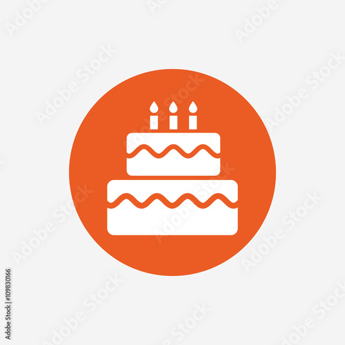 Birthday cake sign icon. Burning candles symbol