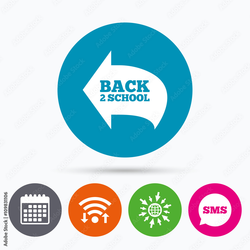 Back to school sign icon. Back 2 school symbol. Back to school sign icon. Back 2 school symbol.