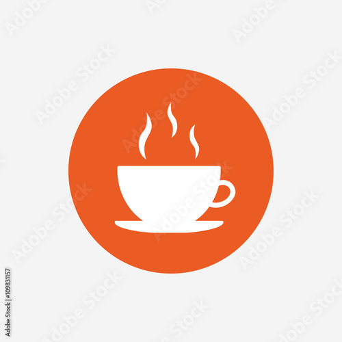 Coffee cup sign icon. Hot coffee button.