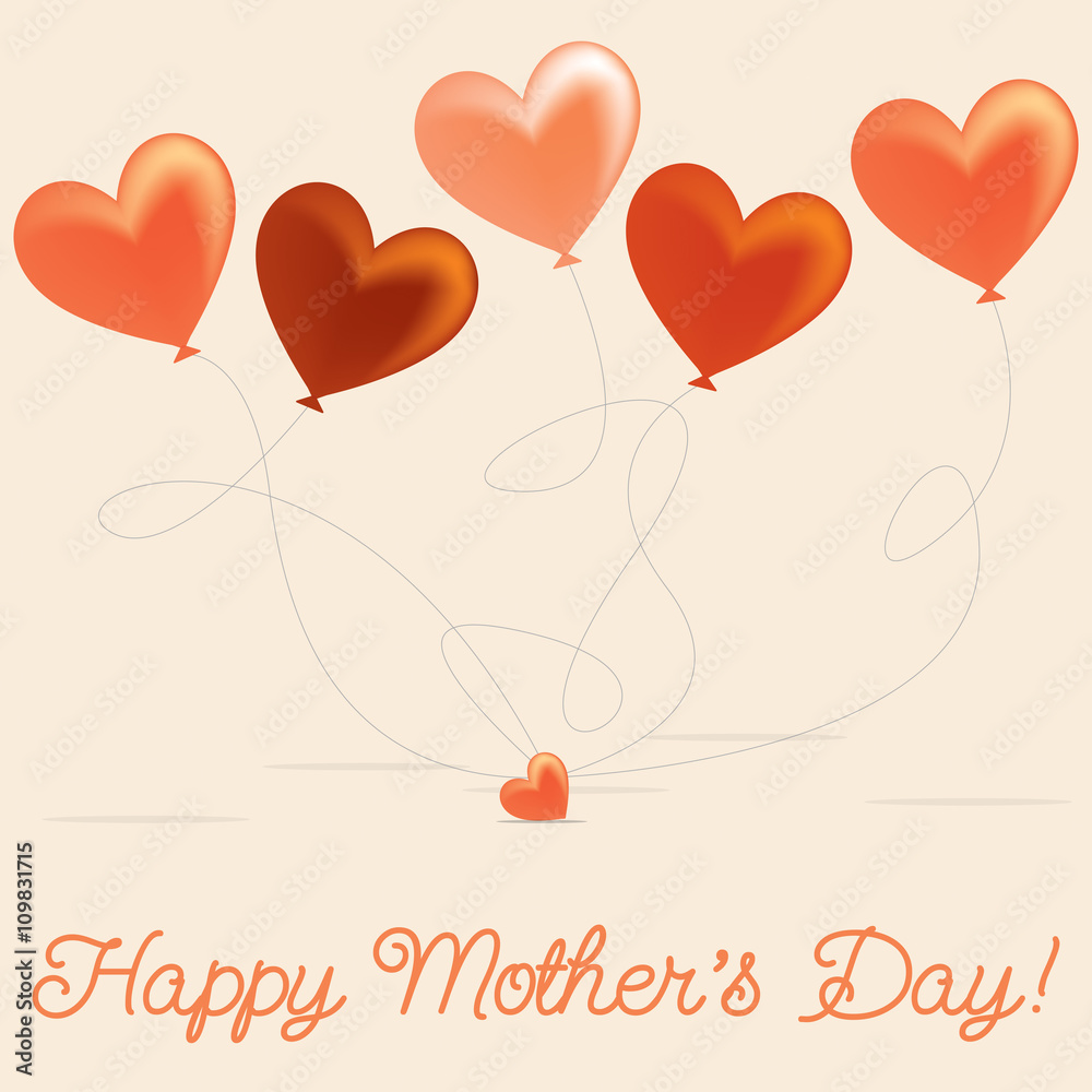 Heart balloon Mother's Day card in vector format.