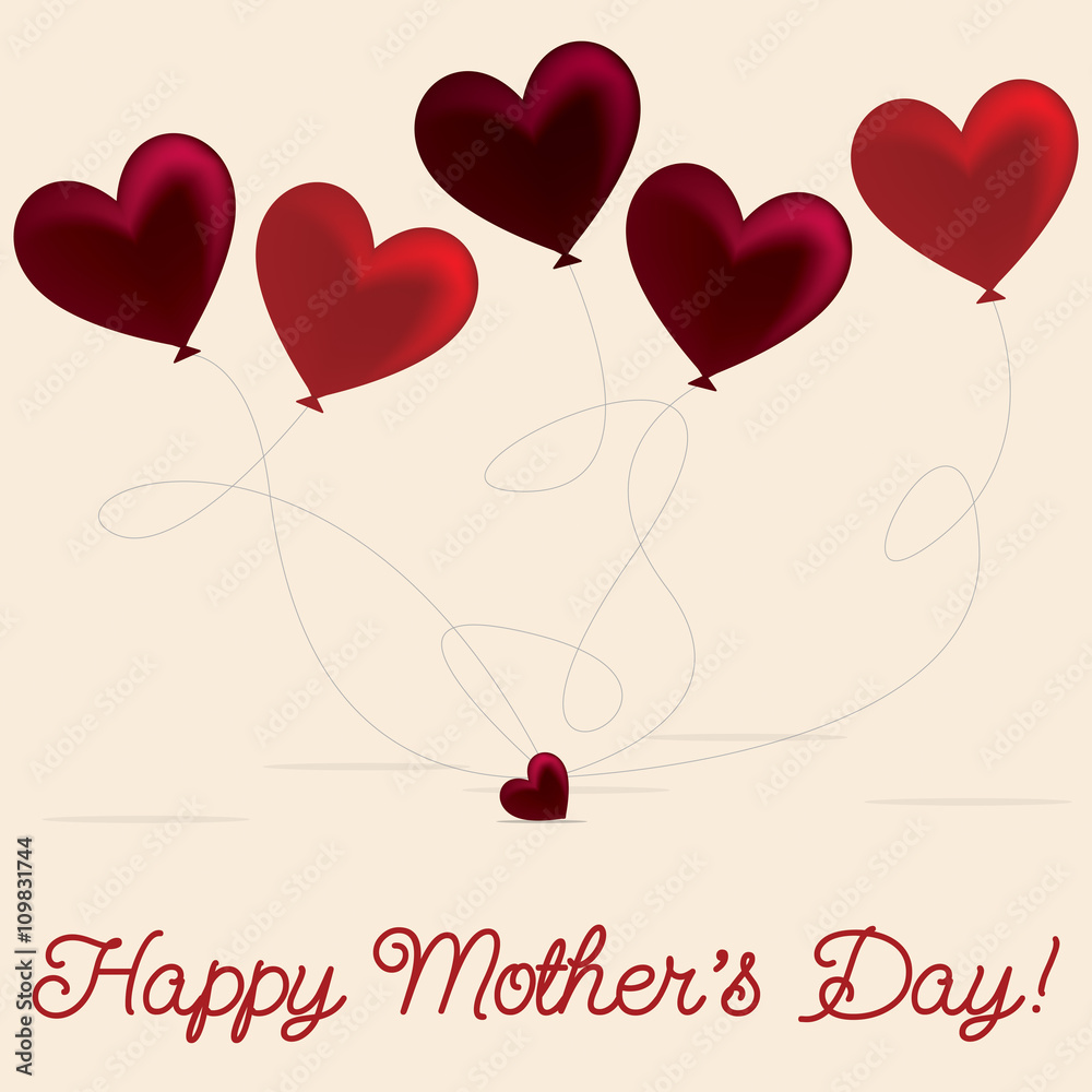 Heart balloon Mother's Day card in vector format.