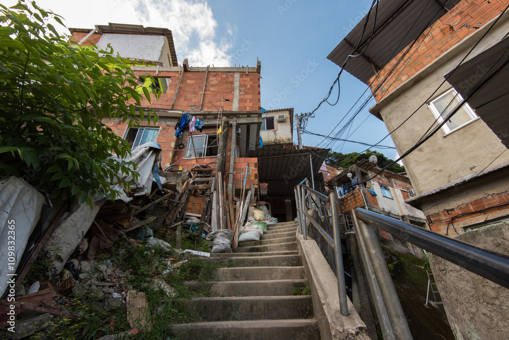 Fragile residential structures of Santa Marta community in Rio de Janeiro Fragile residential structures of Santa Marta community in Rio de Janeiro