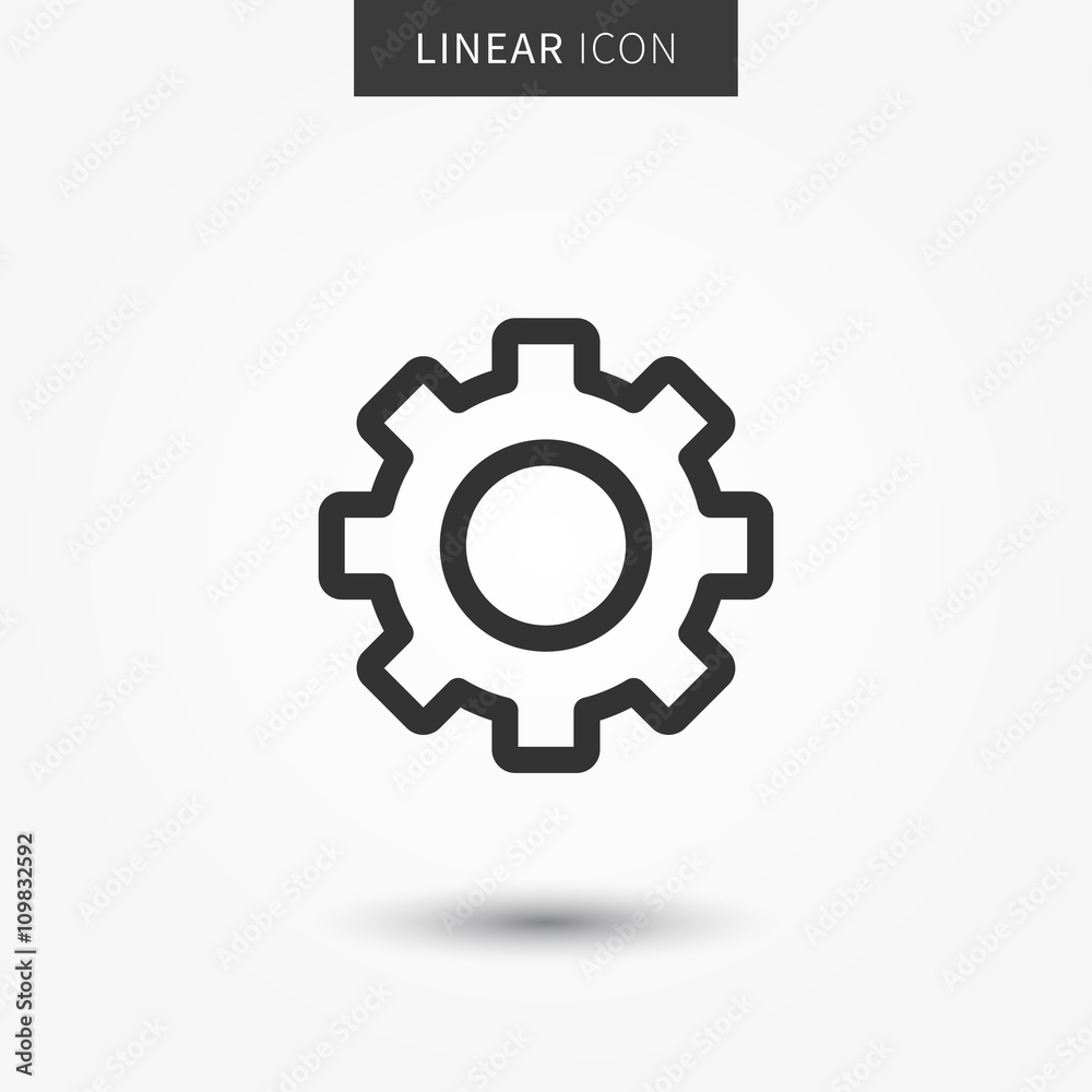 Settings gear wheel icon vector illustration. Isolated line gear wheel symbol.

