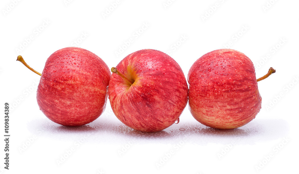 Fototapeta premium Gala apples with water spot on white background