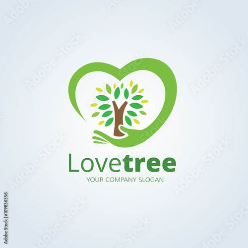 Love tree logo,green and environment logo template.