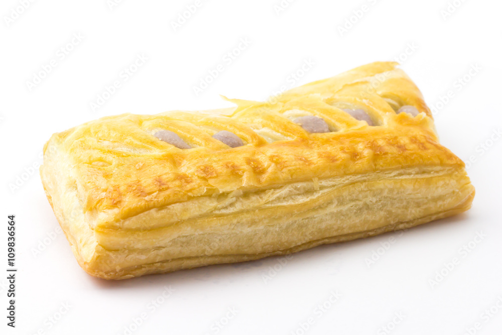Taro pie pastry on white background 