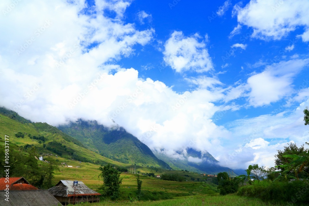 Obraz premium ベトナムの大自然と棚田、サパ