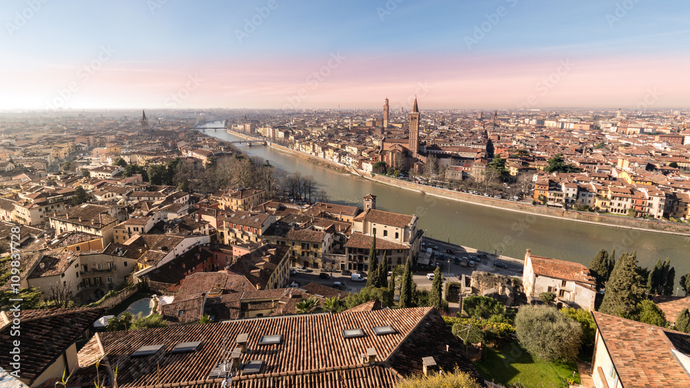 Panorama of Verona (Italy).