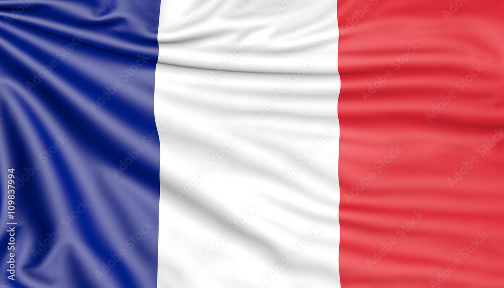 Flag of France, 3d illustration with fabric texture
