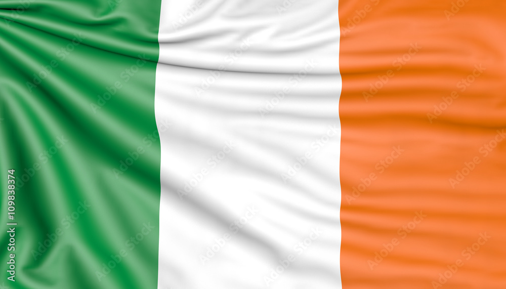 Flag of Ireland, 3d illustration with fabric texture