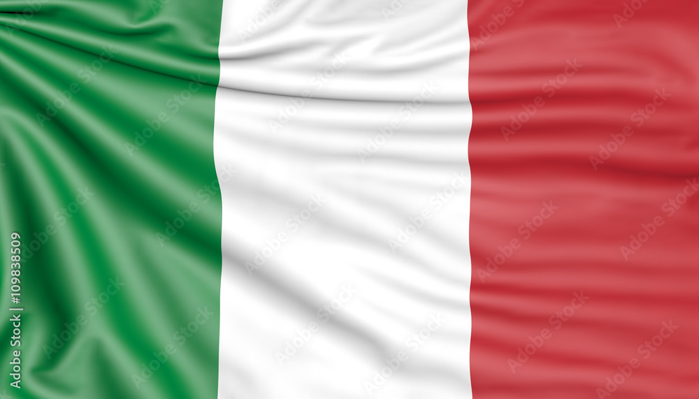 Flag of Italy, 3d illustration with fabric texture