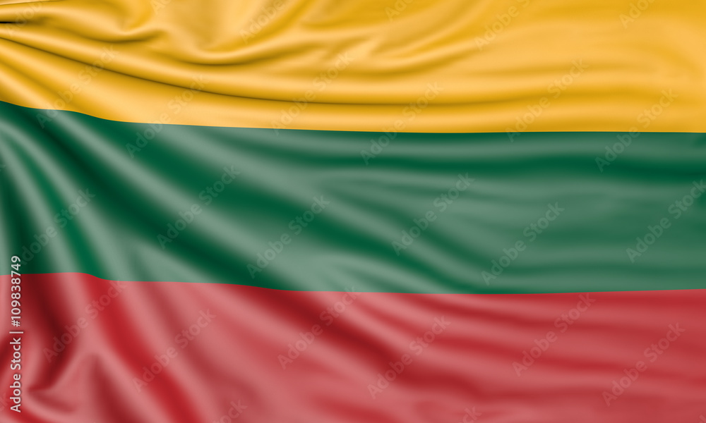 Obraz premium Flag of Lithuania, 3d illustration with fabric texture