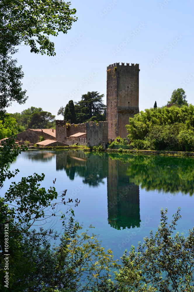 The little artificial lake outside the Garden of Ninfa (Cisterna di Latina, Italy)