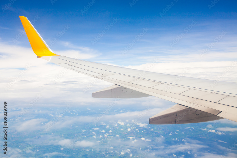Obraz premium View of cloud sky of airplane from window