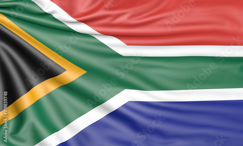 Flag of South Africa, 3d illustration with fabric texture