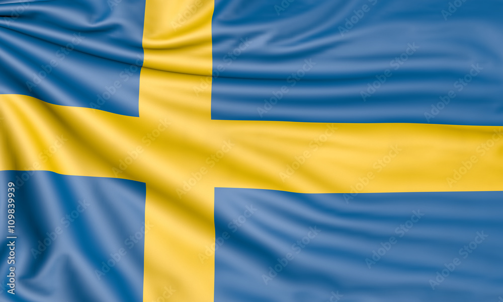 Flag of Sweden, 3d illustration with fabric texture Flag of Sweden, 3d illustration with fabric texture