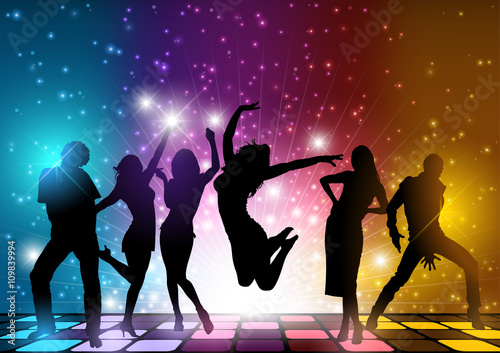 Party People Background - Dancing Silhouettes Illustration, Vector