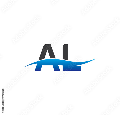 al initial logo with swoosh blue and grey