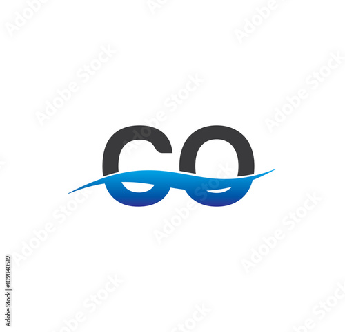 Free Download co initial logo with swoosh blue and grey - GFXLoad