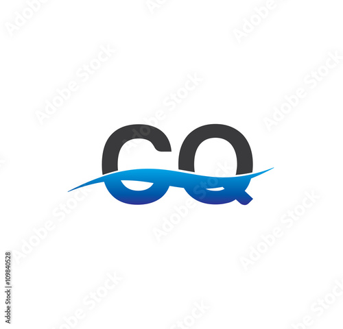 Free Download cq initial logo with swoosh blue and grey - GFXLoad