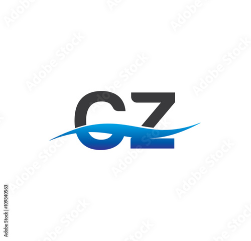 cz initial logo with swoosh blue and grey