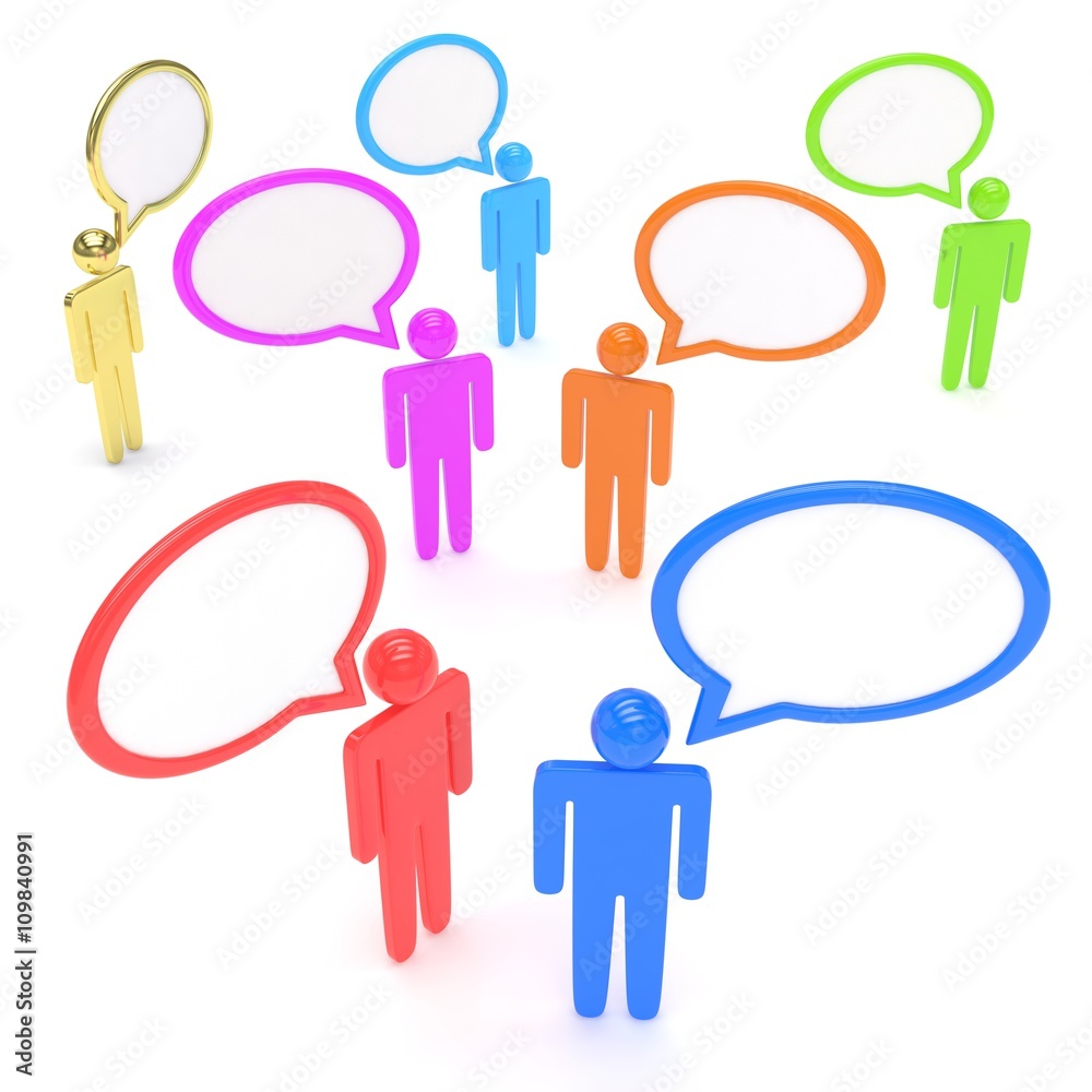people with talk bubbles isolated over a white background. 3d rendering. people with talk bubbles isolated over a white background. 3d rendering.