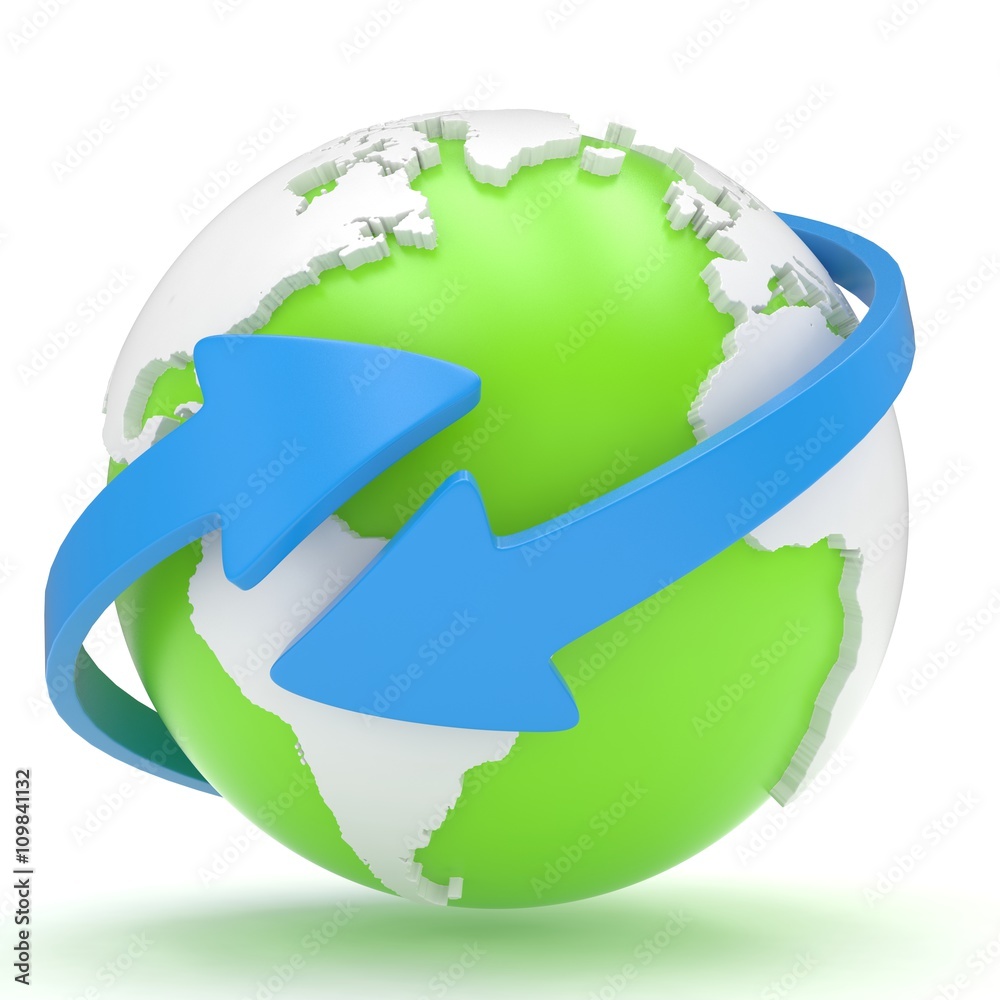 Arrows and Earth globe. 3d render Arrows and Earth globe. 3d render