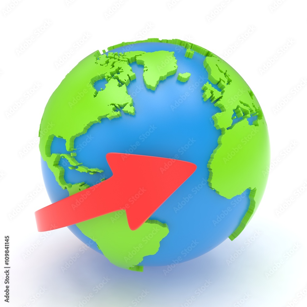Fototapeta premium Arrow and Earth globe. 3d render