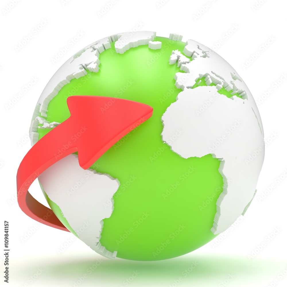 Arrows and Earth globe. 3d render Arrows and Earth globe. 3d render