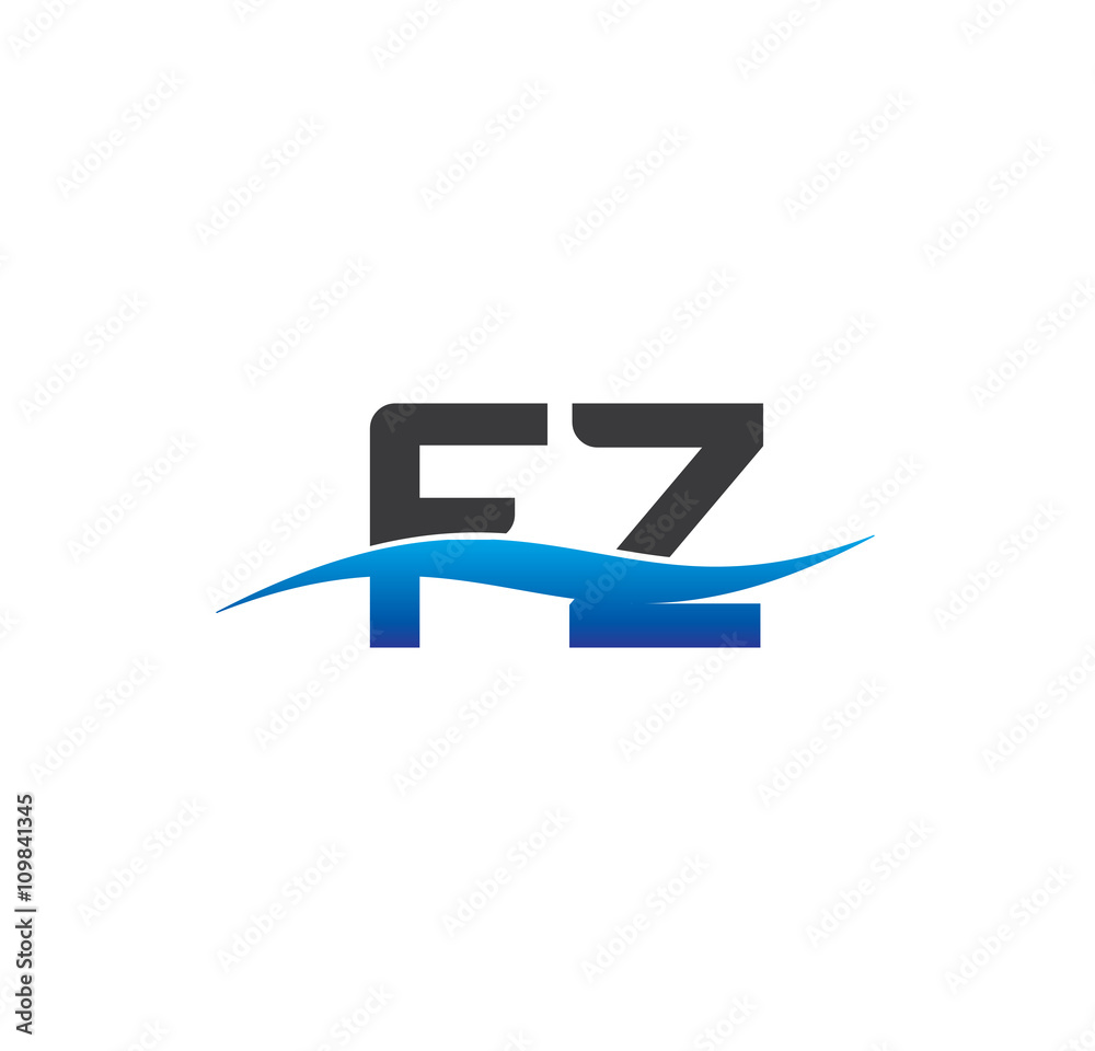 fz initial logo with swoosh blue and grey fz initial logo with swoosh blue and grey