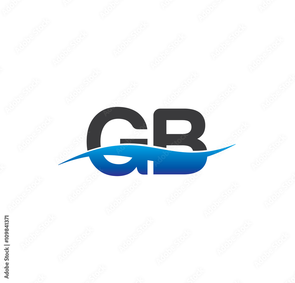 gb initial logo with swoosh blue and grey