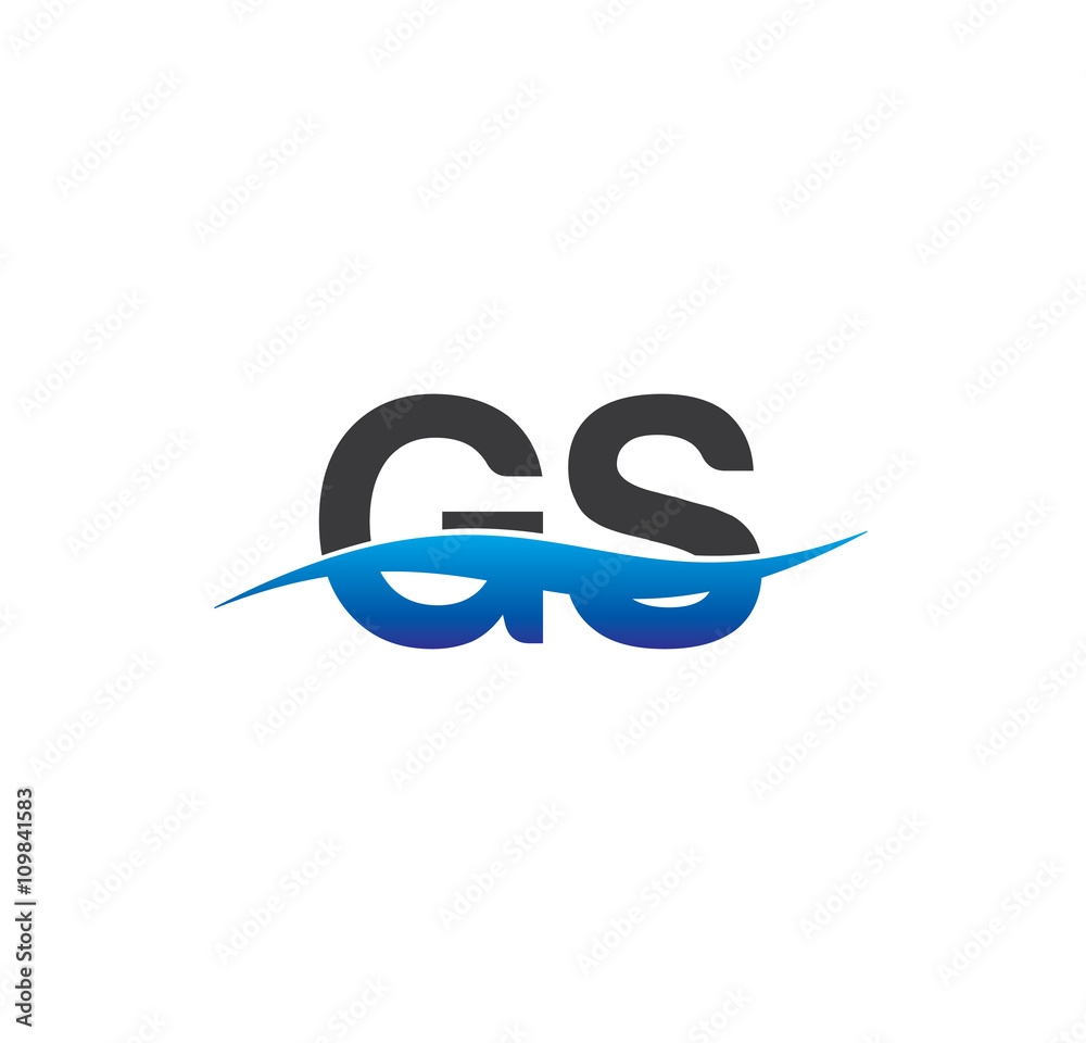 Fototapeta premium gs initial logo with swoosh blue and grey