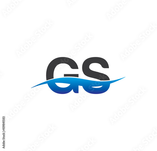 gs initial logo with swoosh blue and grey