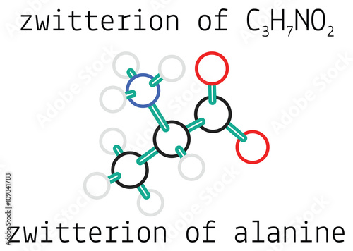 C3H7NO2 zwitterion of alanine amino acid molecule photo