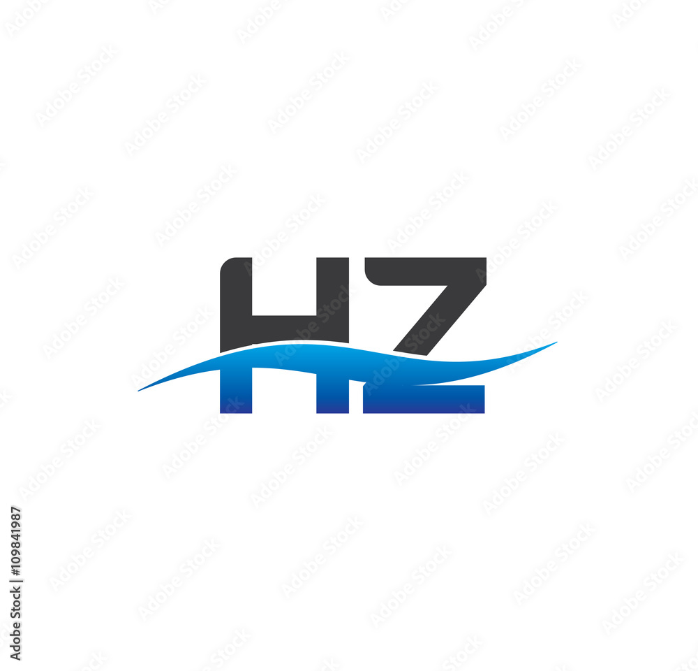 Fototapeta premium hz initial logo with swoosh blue and grey