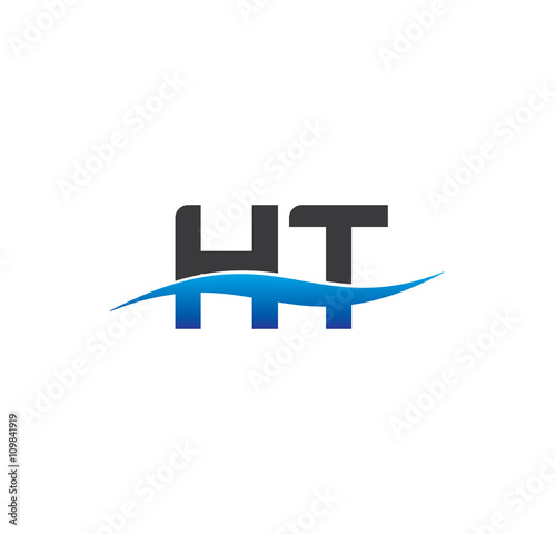 ht initial logo with swoosh blue and grey
