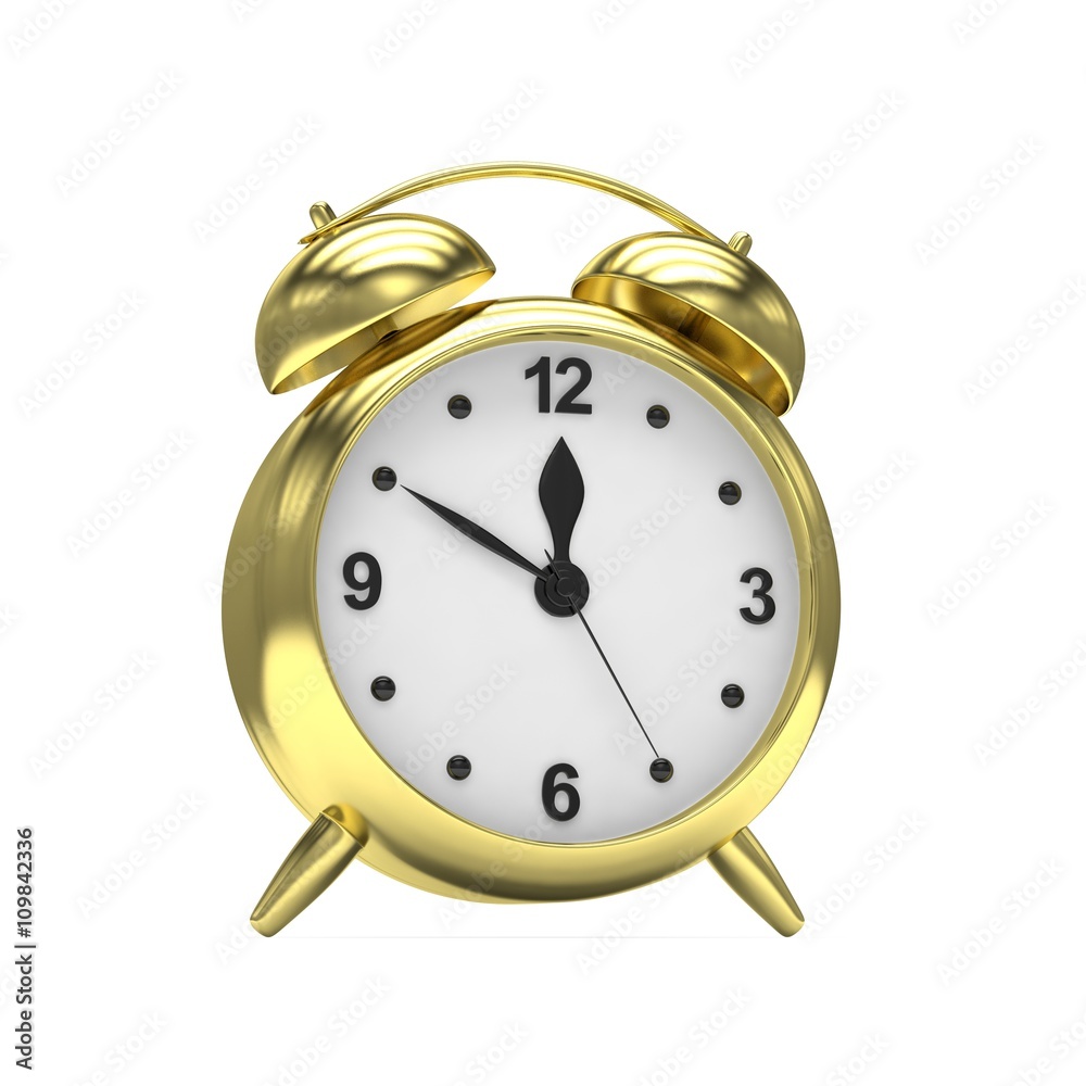 Gold alarm clock on white. 3d rendering. Gold alarm clock on white. 3d rendering.