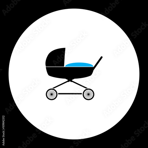 simple black stroller for baby cradle icon eps10