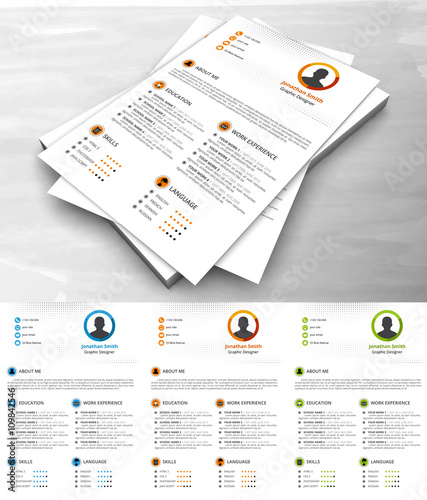 Resume. File contains text editable AI, EPS10,JPEG and free font link.